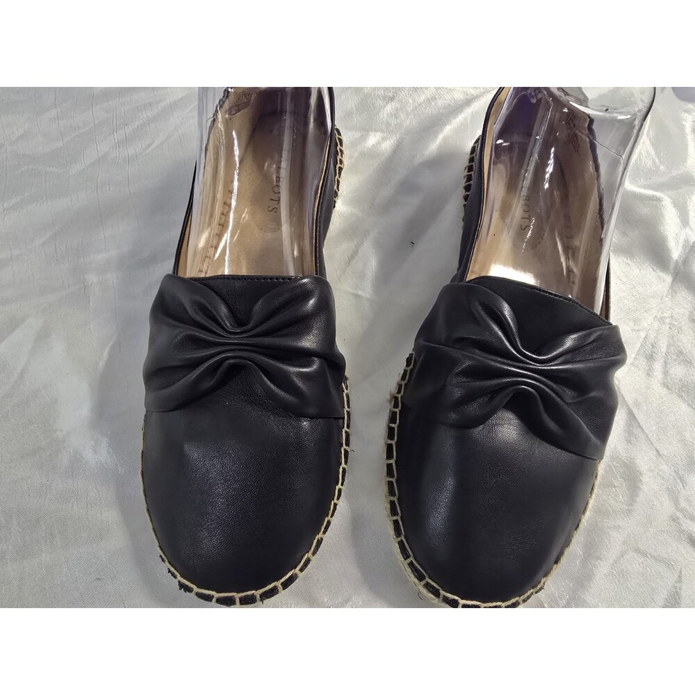 Talbots IZZY Knot Detail Espadrilles SOFT Comfort Size 9.5 Black Leather Slip-on - Picture 3 of 10
